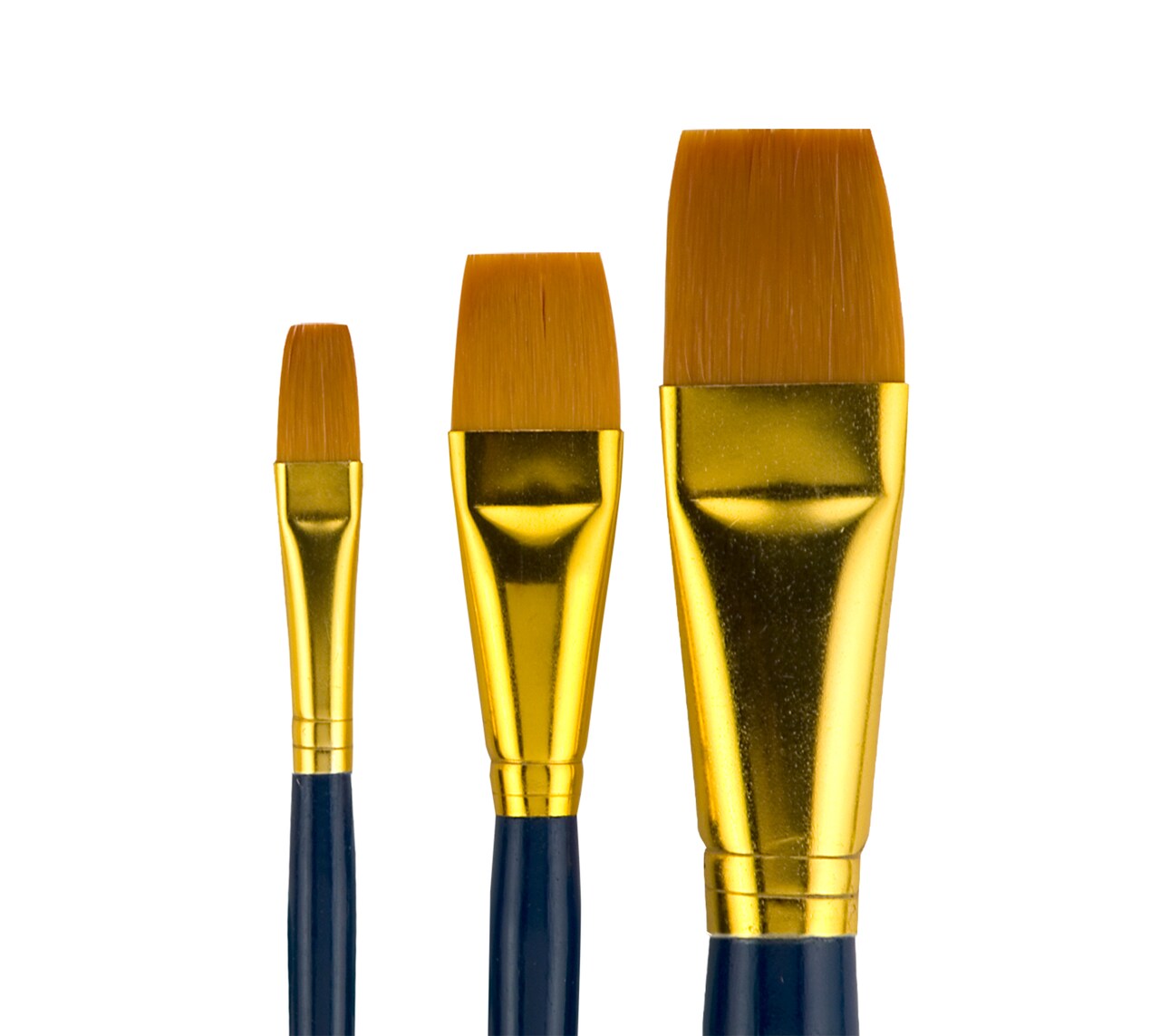 Fundamentals Paint Brush Set Short Handled For Decorative Arts, Watercolor, Acrylic, Oils, Set Of 3 Golden Wash Paint Brushes - Set No. 17